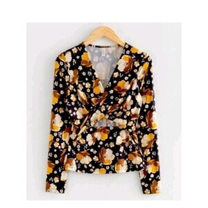& Other Stories Paris Atelier Wrap  Floral Blouse Long Sleeves Size M (69$) NWT